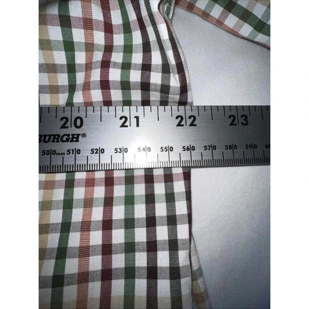 BANANA REPUBLIC Men’s Dress Shirt No Iron Slim Fit Large Brown Green White Plaid